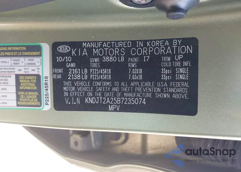 2011 Kia Soul ! z USA, uszkodzony, nr VIN KNDJT2A25B7235074